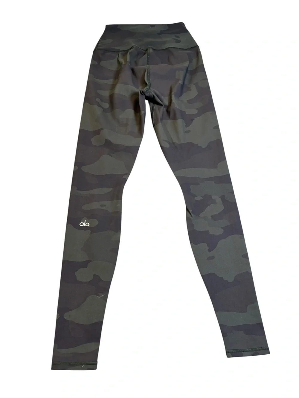 Alo Yoga High Waist Full Length Leggings XS Green Camo Performance EUC